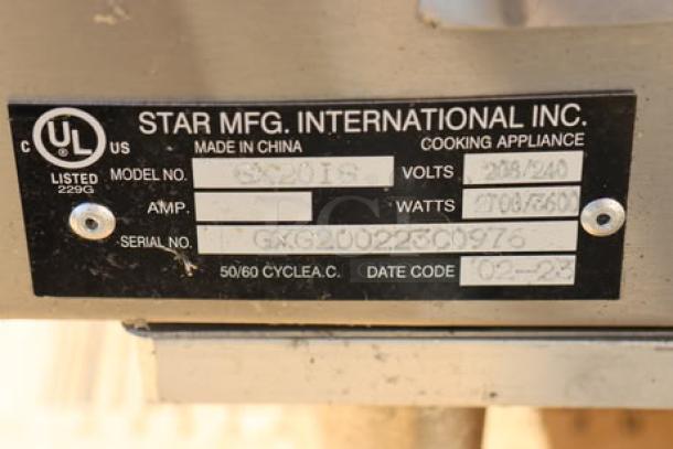 BRAND NEW_OUT OF BOX! Star Grill Express GX20IG-240V sandwich grill, dual 10"x10" grooved plates, minor rust, 208/240V, 2,700/3,600W.
