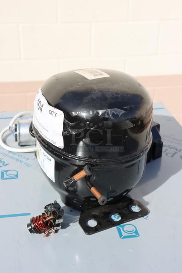 Brand new Avantco 17810035 compressor for SS-PT-71/APT-71 series, R-290 compatible, out of packaging, labels visible.