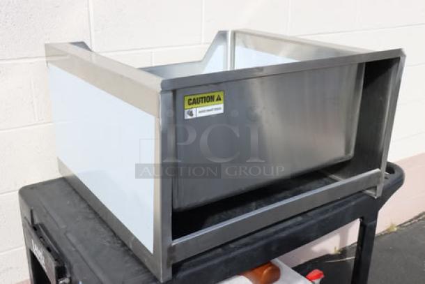 Regency 16-gauge stainless steel mop sink, 24"x24"x12" bowl, notched front, brand new, scratches visible. Model 600SM242412N.