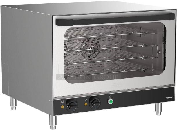 BRAND NEW Vollrath CO4-120HS Half Size Countertop Convection Oven, 120V, 12 Amps, broken glass door visible.