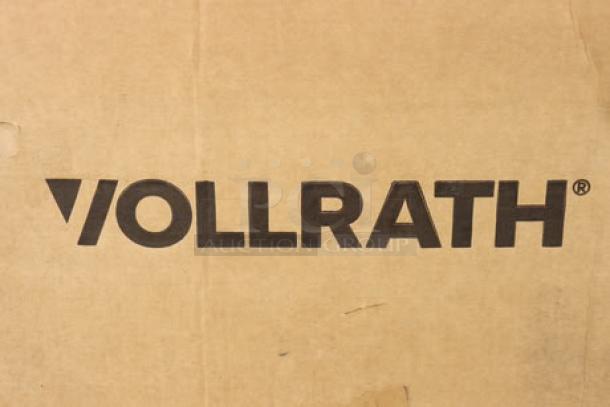 Cardboard box with "Vollrath" branding. Contains Vollrath CO4-120HS countertop convection oven. Glass door broken.