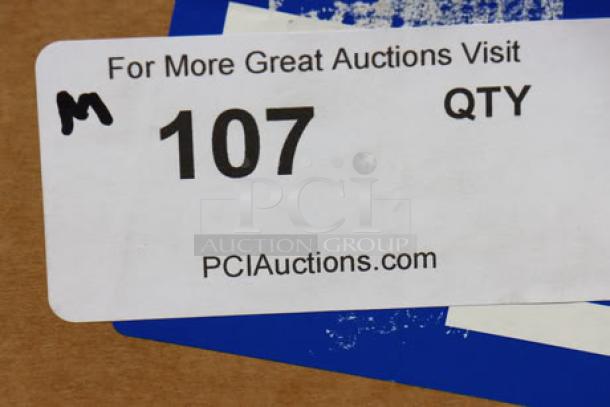 Box with auction label reading "For More Great Auctions Visit PCIauctions.com, 107 QTY."