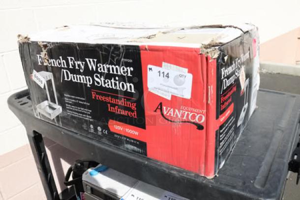 Brand new Avantco FFDS-1 Freestanding Infrared French Fry Warmer, 1000W, 120V; damaged packaging.