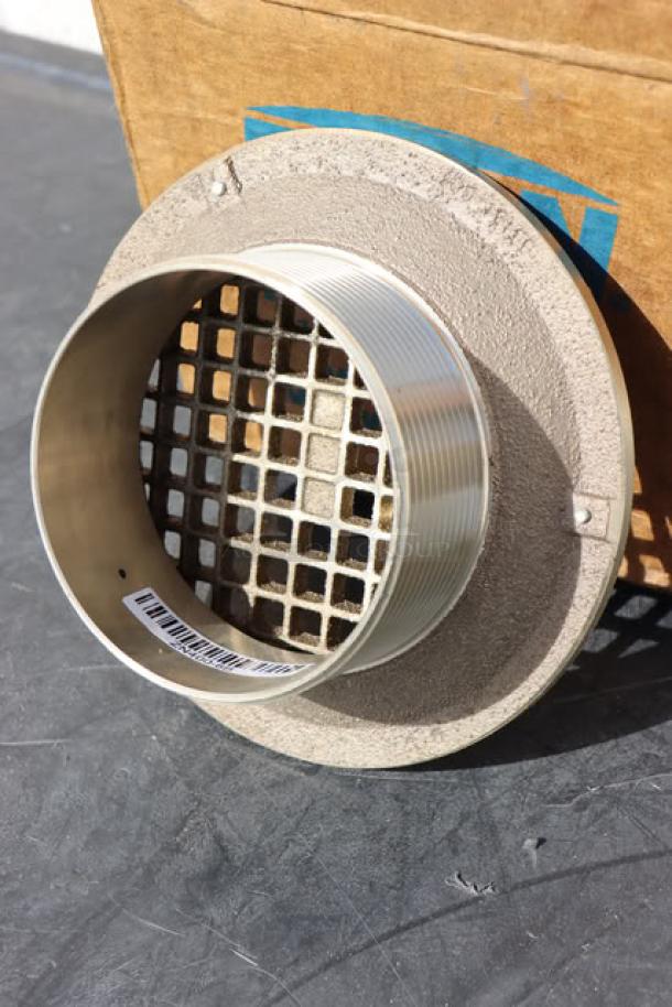 Brand new Zurn Elkay ZN400-6B 6" round type B strainer in polished nickel bronze with heel-proof square openings.