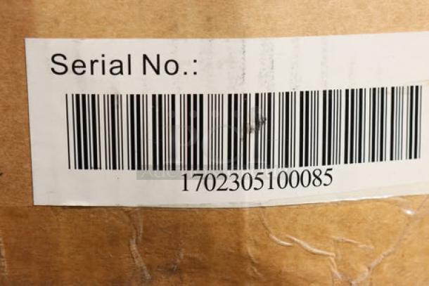 Carnival King HDCG2A hot food display case, silver curved glass, 2 shelves, 120V, 800W, serial 1702305100085, damaged box.