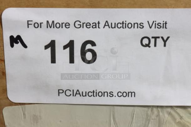 Barcoded auction label showing reference number 116, indicating item for auction at PCIAuctions.com.
