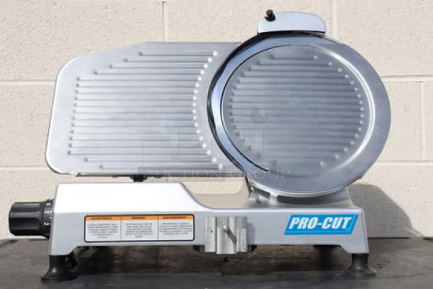 Brand new 2025 ProCut KDS-12 12" meat slicer, 127V, 1/3 HP. Out of packaging, may miss small parts. S/N: H25-160064.