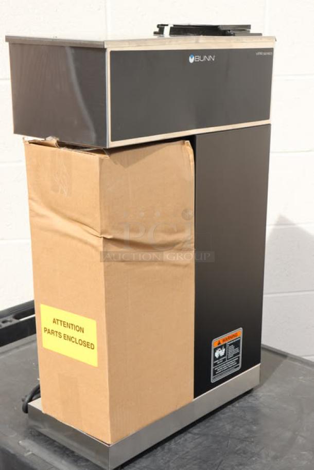 BRAND NEW Bunn 33200.0010 VPR-APS Pourover Airpot Coffee Brewer, 120V. Serial: VPR1061791. Original packaging damaged, "Attention Parts Enclosed" label.