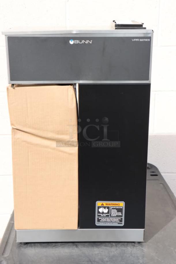 Brand new Bunn 33200.0010 VPR-APS Pourover Airpot Coffee Brewer, 120V. Original packaging damaged. Model visible on unit.