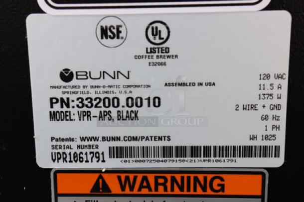 BRAND NEW Bunn 33200.0010 VPR-APS Pourover Airpot Coffee Brewer, 120V, S/N: VPR1061791, original packaging damaged.