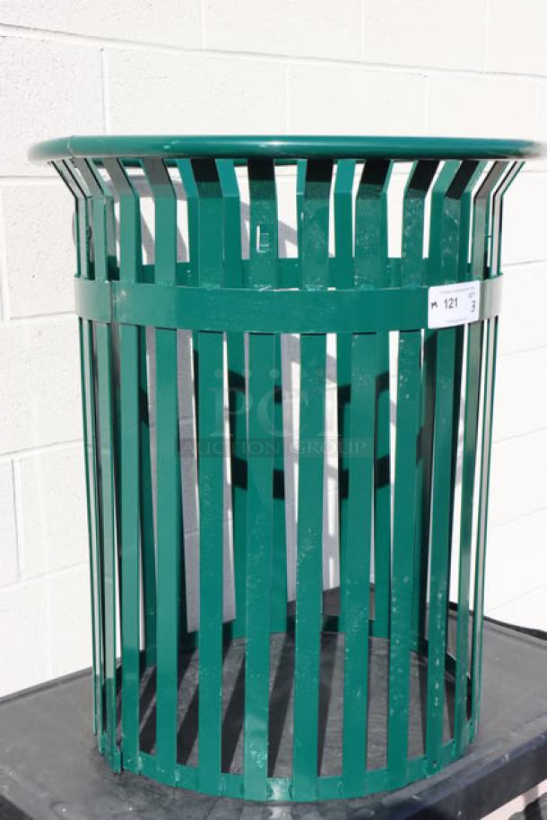 Ex-Cell Kaiser SC-2633 HGR Streetscape outdoor trash can, hunter green gloss, 37-gallon. Scratch-n-dent condition.