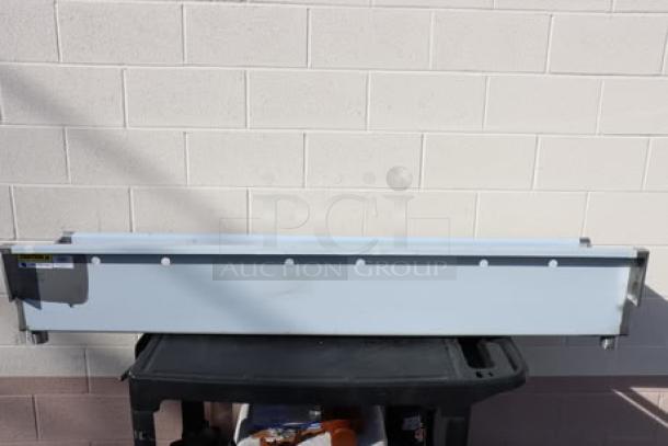 Brand new Regency 600FHDMS1872 hand sink, 72" x 17.5", designed for three 8" center faucets, slight cosmetic dents visible.