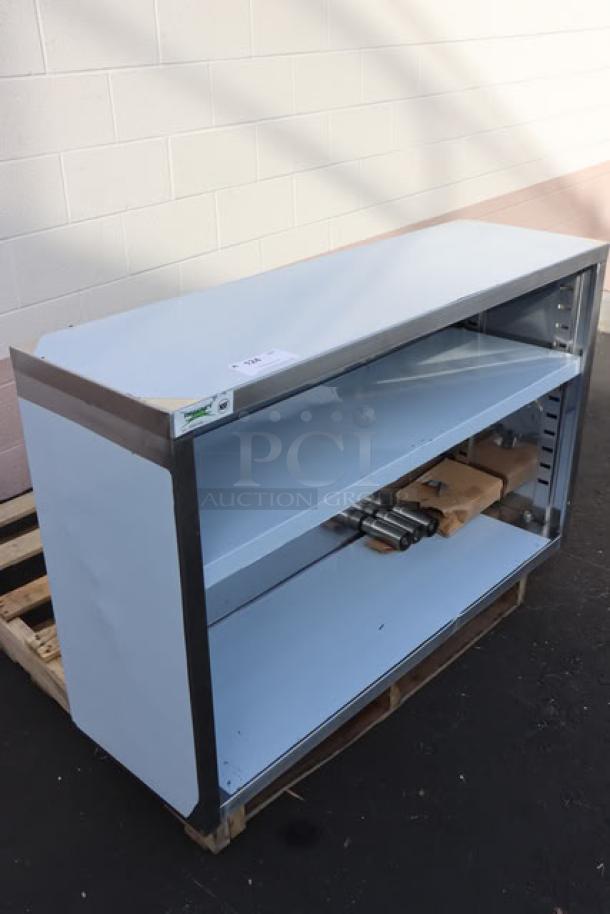 Regency 15" x 48" stainless steel dish cabinet, model 600DC1548, brand new with minor dents, adjustable midshelf.