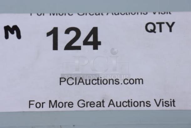 Regency model 600DC1548 stainless steel dish cabinet tag; auction label reads "124" from PCI Auctions.