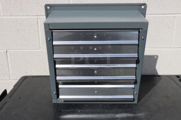 Brand new Canarm 12" wall exhaust fan, model SD12031, 1-speed, 1,640 CFM, 120V, 1/4 hp, out of packaging.