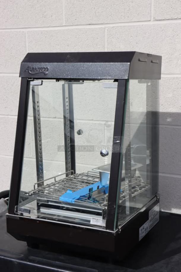 Avantco HDC-13 heated display case, 15", 3 shelves, glass, hinged doors, brand new, serial CK-240545R-178, 120V, 850W.