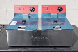 Avantco F102 20 lb. Dual Tank Electric Countertop Fryer, 120V, 3500W. New, out of packaging. S/N: CK-240545R-178.