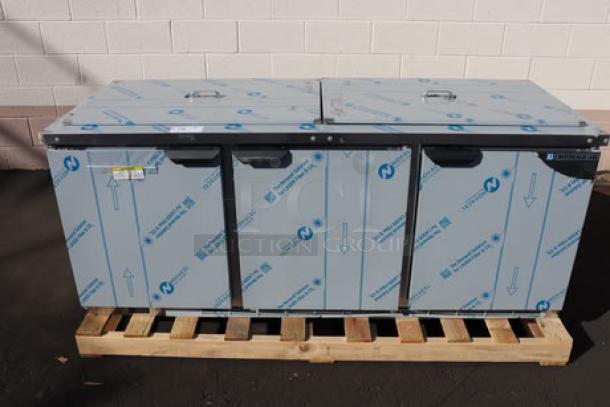 Beverage-Air SPE72HC-S stainless steel refrigerated salad bar, 72", 115V, minor right side dent, new condition, S/N: 15509851.