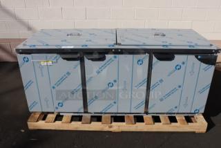 Beverage-Air SPE72HC-S stainless steel refrigerated salad bar, 72", 115V, minor right side dent, new condition, S/N: 15509851.