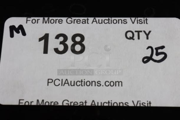 Brand new Lancaster Table & Seating Black Resin Chiavari Chair, auction label shows quantity 25, item 138, PCI Auctions.