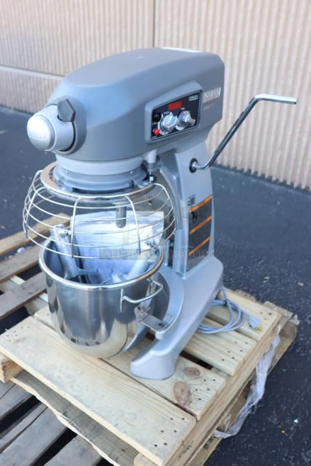 Brand new Hobart Legacy+ HL120-1STD 12 Qt. stand mixer, scratch-n-dent, with guard, standard accessories. 1/2 hp, 120 volts.