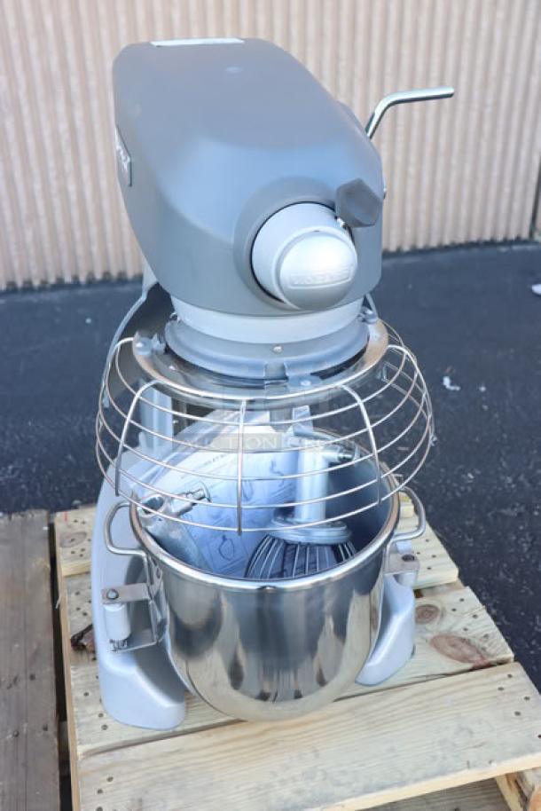 Brand new Hobart Legacy+ HL120-1STD 12 Qt. planetary stand mixer, guard included, 1/2 hp, 120V, serial number 31-1682-928.