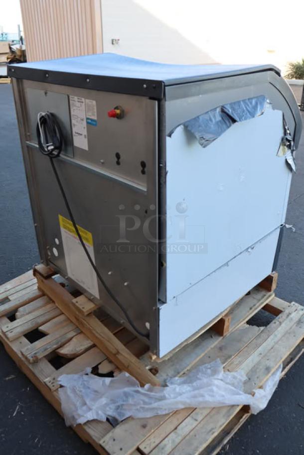 Brand new Scotsman CU3030MA-1 ice machine, minor scratches, 313 lbs capacity, 115V, with adjustable legs and ice scoop.