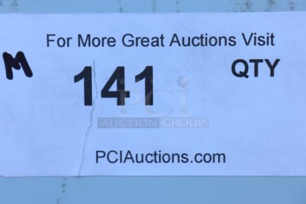 Sticker on Scotsman CU3030MA-1 ice machine with auction site URL "PCIAuctions.com" and quantity number "141".