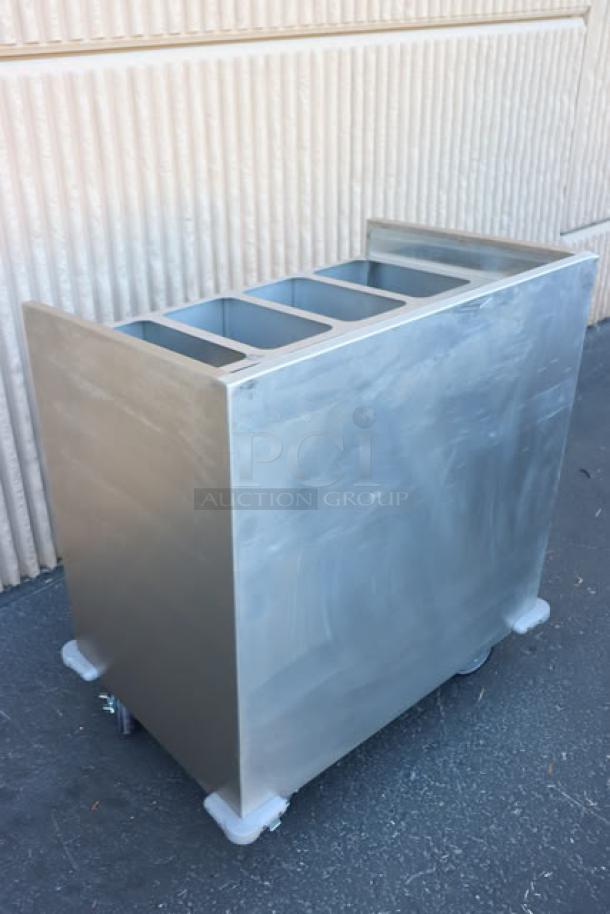 ServIt TSC-32 stainless steel flatware tray cart, 8-pan capacity, minor scratches and dents, serial 2023-9-25.
