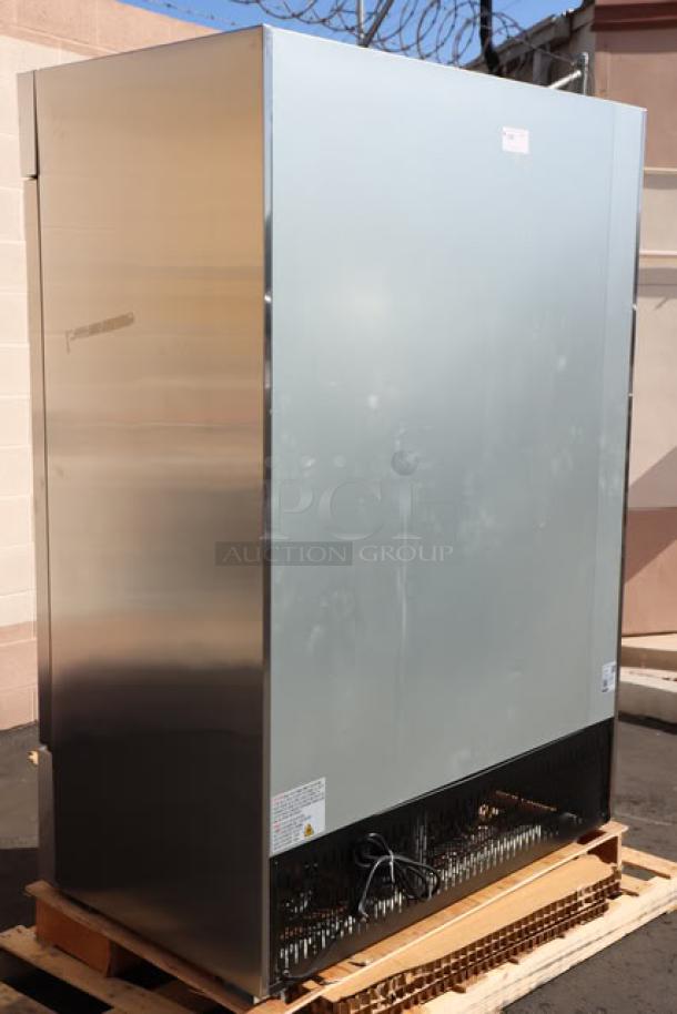 Brand new Avantco A-49F-HC 54" solid door reach-in freezer. Tested, 115V, 8.5A, 1 Phase, 780W. Serial: 083439783 7258.