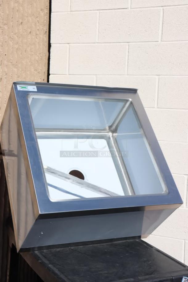 Regency 29" stainless steel mop sink, model 600SM242412. New with minor dents/scratches, 24" x 24" x 12" bowl.