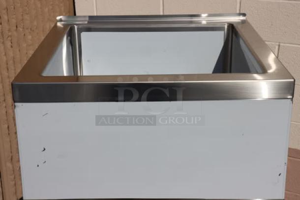 Regency 29" stainless steel mop sink, model 600SM242412. Features minor denting and scratches; 24"x24"x12" bowl.