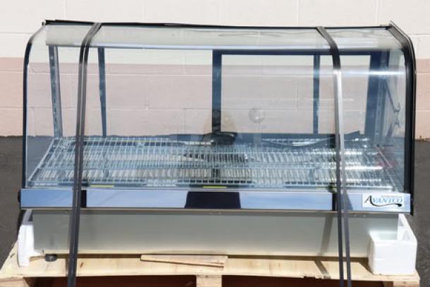 Brand new Avantco BCDI-48 bakery display case, 48" black curved refrigerated countertop, 115V, 3.6A, 1 phase, S/N: 1763208230106.