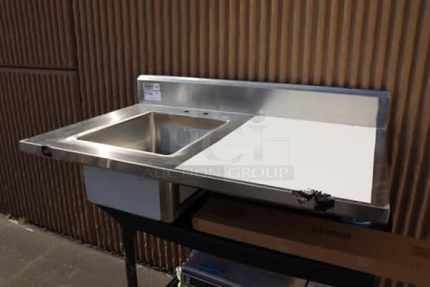 Steelton 522TS3048L stainless steel work table with left sink. No legs, minimal scratches. 30" x 48", 18 gauge. Brand new.