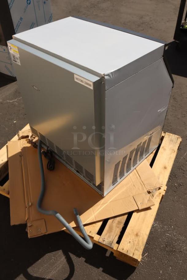 Brand new Avantco Ice UC-F-280-A 26" undercounter ice machine on pallet, serial number 194UCF280A-25090060.