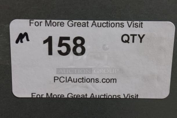 Sticker label on Manitowoc SPA162-161 ice dispenser, shows "158 QTY," with website PCIauctions.com for auction details.