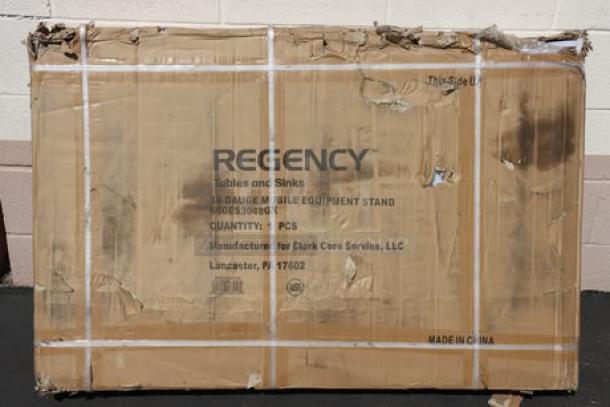 BRAND NEW Regency 600ES3048GK 30" x 48" stainless steel work table in original packaging. Minor box damage, item unaffected.