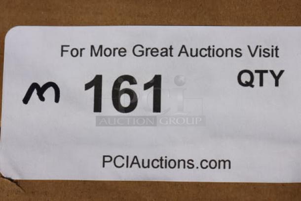 Sticker showing "161 QTY" and a website URL for auction details.