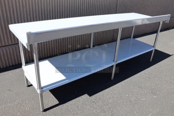 Regency 600TSB3096S, 30"x96" stainless steel work table, 16-gauge, 4" backsplash, undershelf, scratch-n-dent condition.