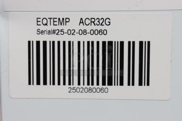 BRAND NEW Summit ACR32G medical refrigerator tag showing EQTemp label, serial number, and barcode.