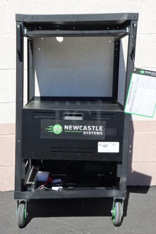 Brand new Newcastle Systems EcoCart, black mobile workstation with dual LiFePO4 batteries, power strip, charging station.