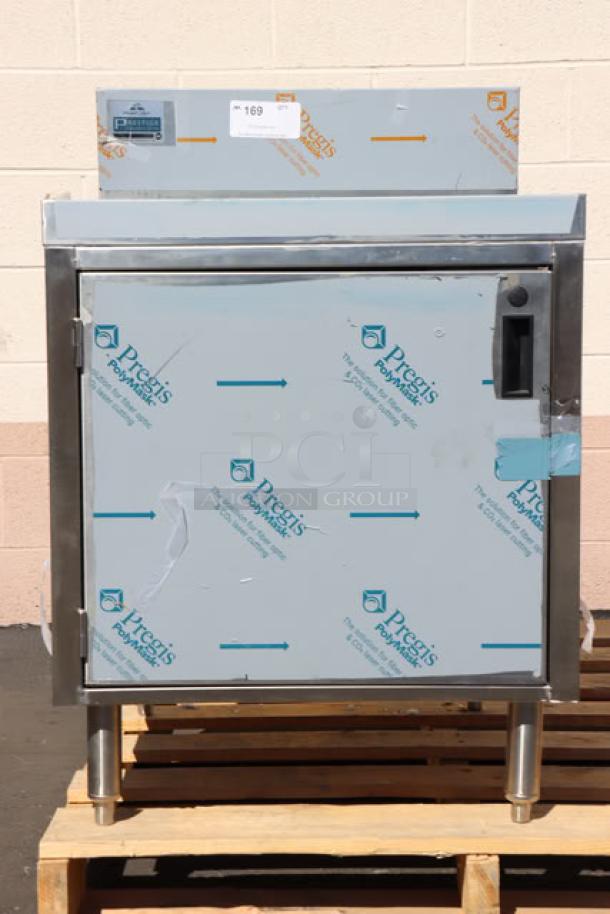 Brand new Advance Tabco PRSCD-19-24-M stainless steel drainboard cabinet, 24"x25", enclosed with doors and shelf.