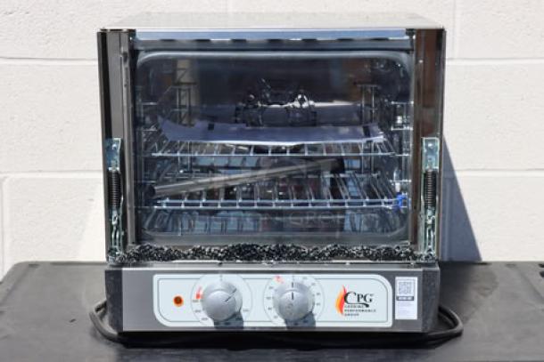 BRAND NEW Cooking Performance Group COQ-T3-A electric countertop convection oven, 3 trays, 120V, 1,650W, broken glass.