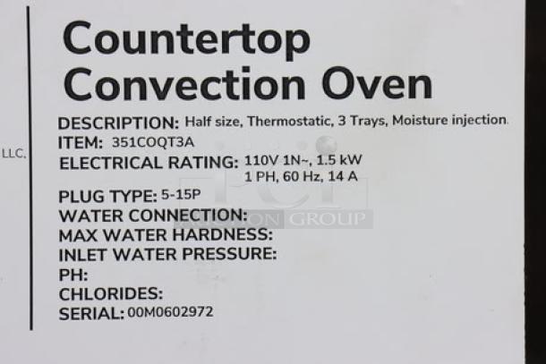BRAND NEW SCRATCH-N-DENT Cooking Performance Group COQ-T3-A Electric Countertop 3 Tray Convection Oven. Glass broken.