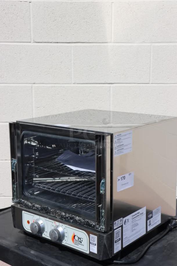 BRAND NEW Cooking Performance Group COQ-T3-A 3 Tray Convection Oven, glass broken, 120V, 1,650W, S/N: 00M0602972.