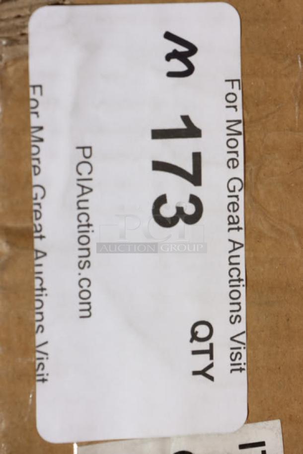 Label showing auction lot number 173 for Regency Space Solutions locker, model 600LC13125KKK, on packaging.
