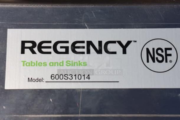 Regency model 600S31014 label showing "Tables and Sinks" and NSF logo.