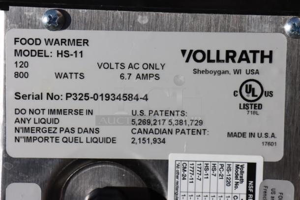 Vollrath 72021 11 Qt. Heat 'n Serve Rethermalizer, model HS-11, 120V, 800W, serial P325-01934584-4, new condition.