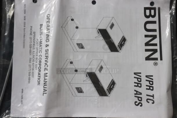 Bunn Operating & Service Manual for VPR TC and VPR APS Pourover Airpot Coffee Brewer, model 33200.0010.