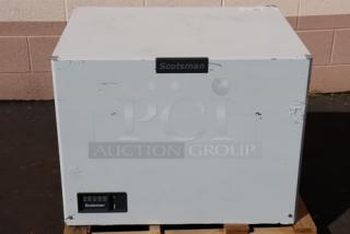Brand new Scotsman MC0330SWX-1A Prodigy Elite 30" water-cooled ice machine. Minor box wear, model and serial labels visible.